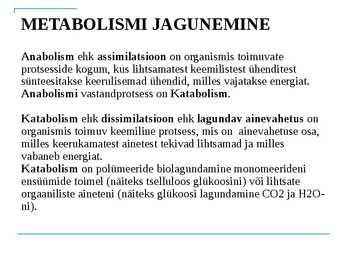 Millest sõltub ainevahetuse kiirus ja mis seda reguleerib #3