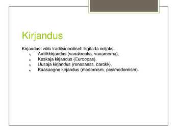 Kirjandus kui inimkonna ja tema kultuuri peegelpilt #4