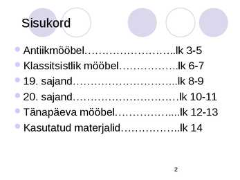 Mööbel läbi ajaloo - TOOL #2