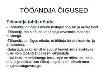 Töösuhetes subjektide õigused ja kohustused #2