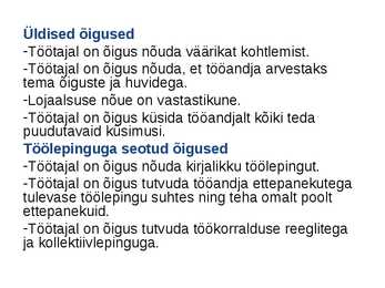Töösuhetes subjektide õigused ja kohustused #15