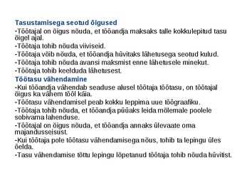 Töösuhetes subjektide õigused ja kohustused #17