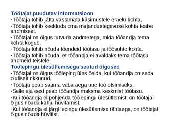 Töösuhetes subjektide õigused ja kohustused #20