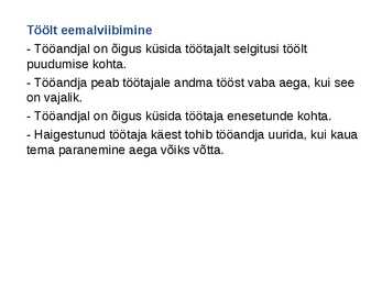 Töösuhetes subjektide õigused ja kohustused #3