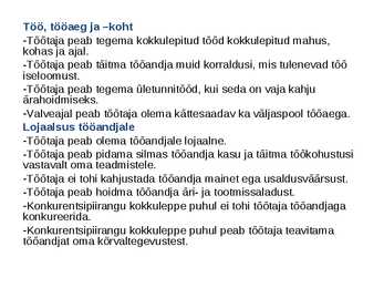 Töösuhetes subjektide õigused ja kohustused #22