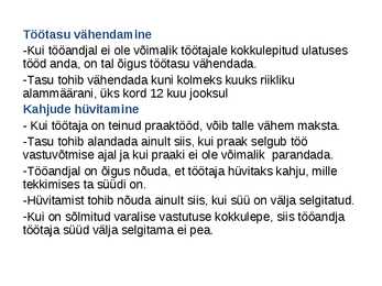 Töösuhetes subjektide õigused ja kohustused #5