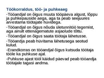 Töösuhetes subjektide õigused ja kohustused #6