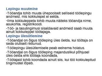 Töösuhetes subjektide õigused ja kohustused #7