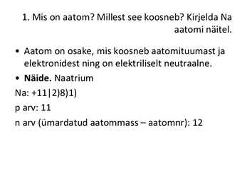 Üldkeemia kordamisküsimuste vastused #2