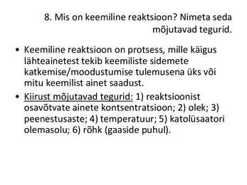 Üldkeemia kordamisküsimuste vastused #9