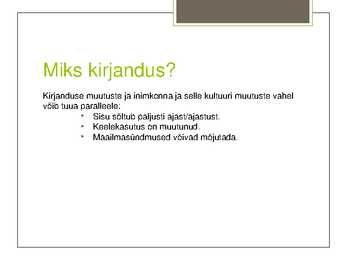 Kirjandus kui inimkonna ja tema kultuuri peegelpilt #3