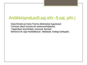 Kirjandus kui inimkonna ja tema kultuuri peegelpilt #5