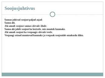 Soojusnähtused saunas #5
