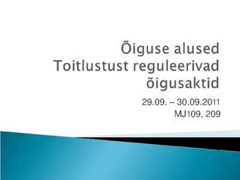 Majutust ja toitlustust reguleerivad õigusaktid