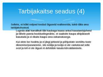 Tarbijakaitseseadus #5