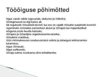 Sissejuhatus tööõigusesse #9