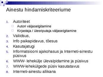 Digikogude valikukriteeriumid #2