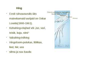 EESTI RAHVAUSUNDIS VAIMU-JA HINGEKÄSITLUS #5