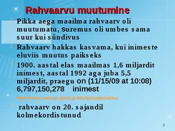 Maailmarahvastik ja rahvastikuprotsessid #2