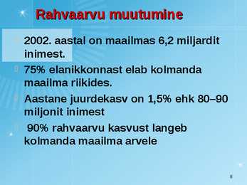 Maailmarahvastik ja rahvastikuprotsessid #8