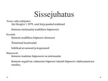 Levinumad arusaamad hüpnoosist #2