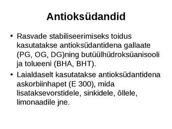 E-ained ja lisaained toidus #13