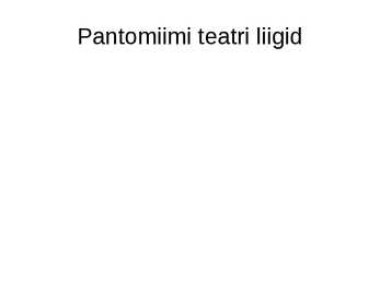 Pantomiim #3