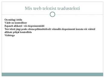 Teadusartikli kirjutamine #2