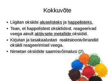 HAPPELISED JA ALUSELISED OKSIIDID-OKSIIDIDE SAAMINE #13