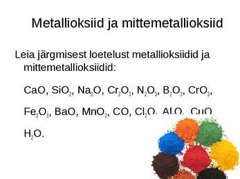 HAPPELISED JA ALUSELISED OKSIIDID-OKSIIDIDE SAAMINE #3