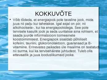 ENERGIAJOOGID JA TERVIS ESITLUS #14