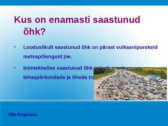 ÕHUSAASTUMINE-SAASTETASUD; SAASTEKVOODID #9