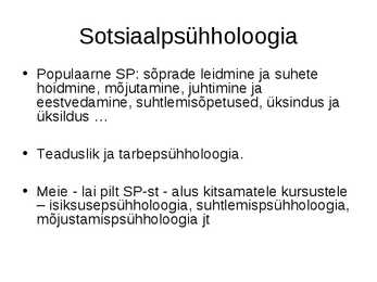 SP1 Sotsiaalpsühholoogia kontspekt #3