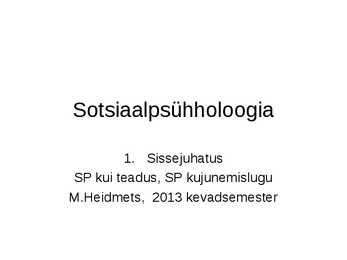 SP1 Sotsiaalpsühholoogia kontspekt