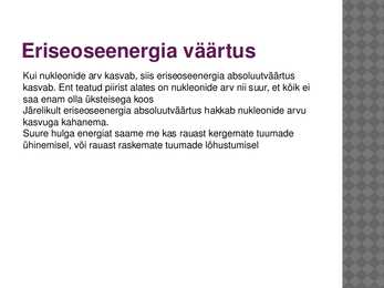 Eriseoseenergia ja massiarv #3