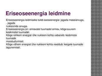 Eriseoseenergia ja massiarv #5