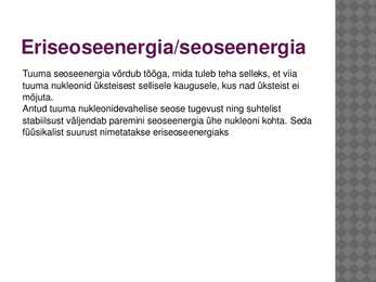 Eriseoseenergia ja massiarv