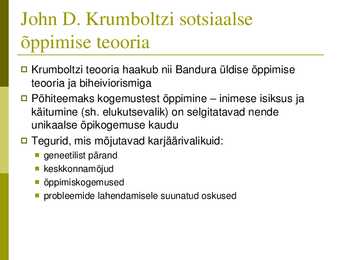 Karjääriplaneerimise paradigmad ja teooriad #16