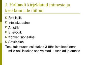 Karjääriplaneerimise paradigmad ja teooriad #9