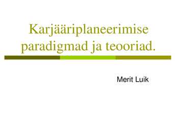 Karjääriplaneerimise paradigmad ja teooriad