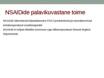 Mittesteroidsete põletikuvastaste ravimite farmakoloogia #14