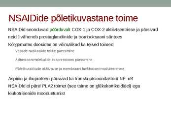 Mittesteroidsete põletikuvastaste ravimite farmakoloogia #9