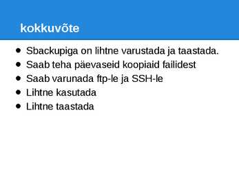 Varundamine ja Taastamine #8