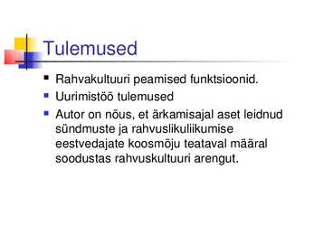 Ärkamisaja mõju meie rahvuskultuurile #5