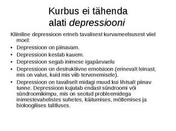 Depressioon #3