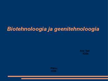 Biotehnoloogia ja geenitehnoloogia