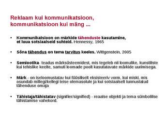 Reklaam kui kommunikatsioon #8