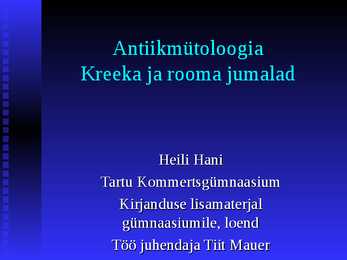 AntiikmütoloogiaKreeka ja rooma jumalad