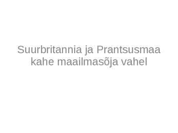 Suurbritannia ja Prantsusmaa kahe maailmasõja vahel