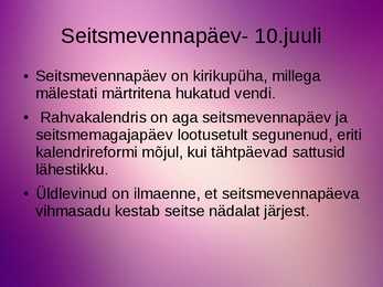 Seitsmevennapäev #2